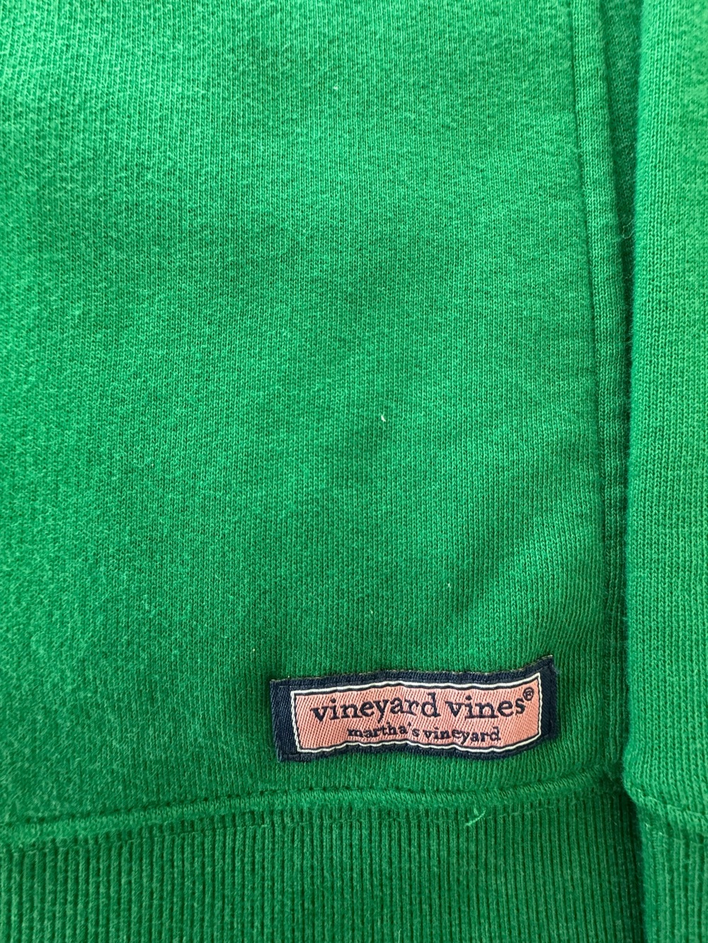 NEW Women Vineyard Vines Green Quarter-Zip Shep Shirt with Navy Shoulder Panels - Picture 4 of 5